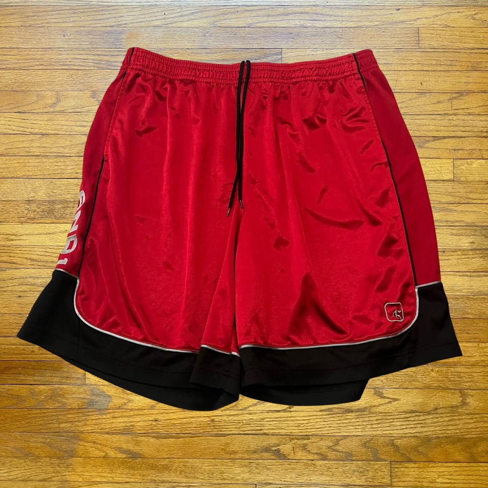 AND1 Mens Red Black Dazzle Basketball Shorts 3XL Athletic Gym Pockets